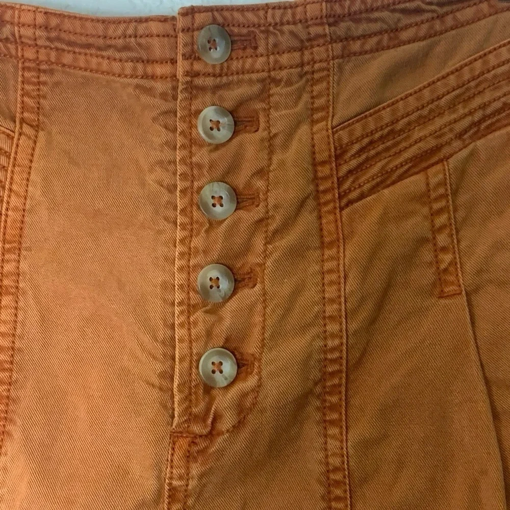 Anthropologie | Briony mini skirt button front burnt orange size 4